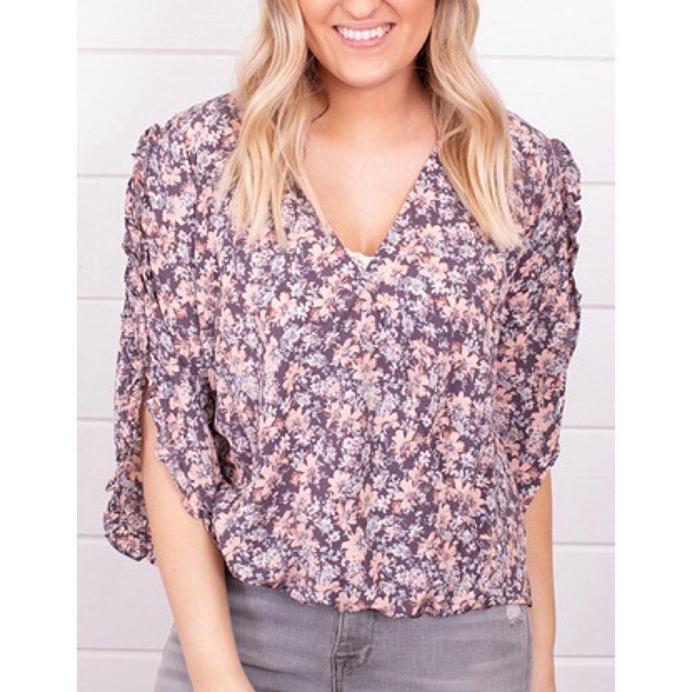 Floral Ruffle Sleeve top by Lovestitch